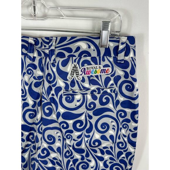 NWT Royal & Awesome Club Swirl Paisley Print Golf Shorts Blue Grey Size 32 - Picture 12 of 12